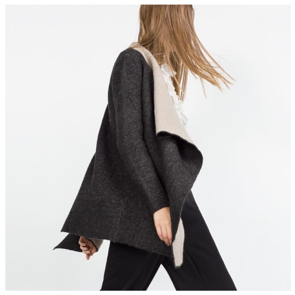 Zara Knit Two Tone Drape Cardigan - Picture 3 of 8
